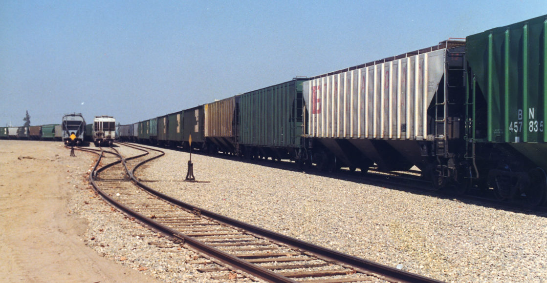 1989 photo of the original track with a train on it
